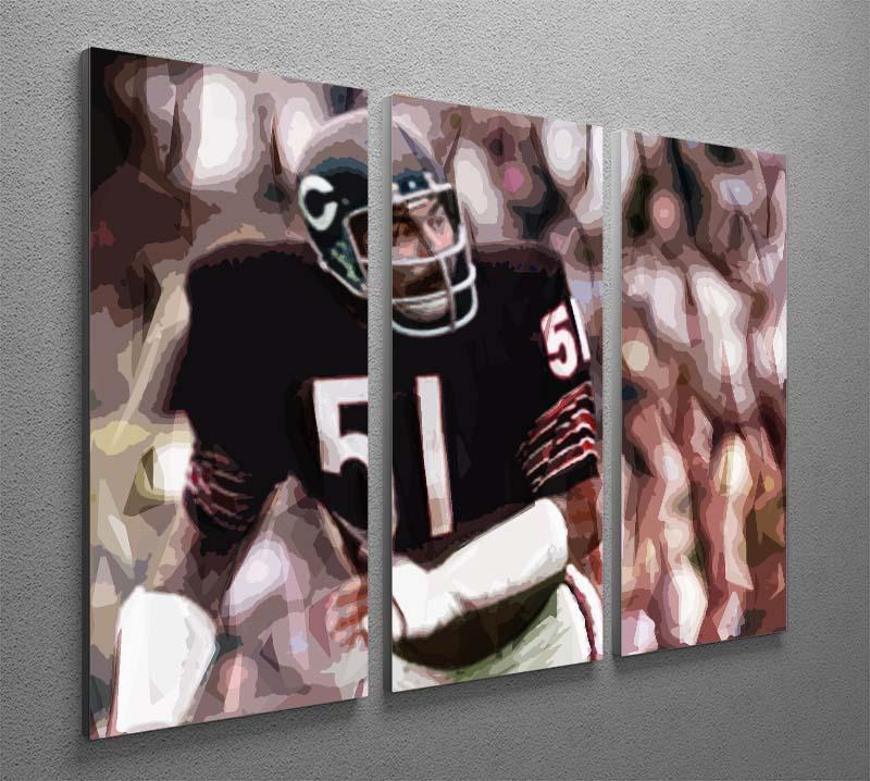 Dick Butkus Chicago Bears 3 Split Panel Canvas Print - Canvas Art Rocks - 2