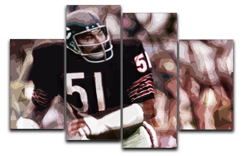 Dick Butkus Chicago Bears 4 Split Panel Canvas  - Canvas Art Rocks - 1