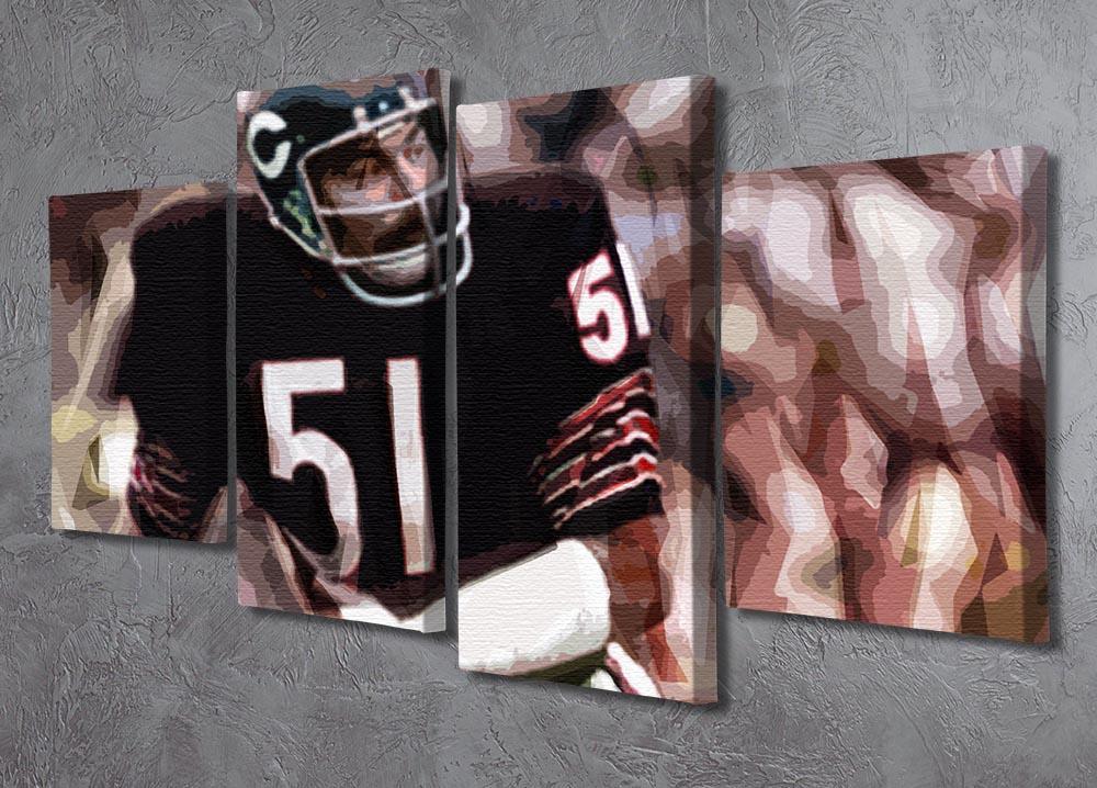 Dick Butkus Chicago Bears 4 Split Panel Canvas - Canvas Art Rocks - 2