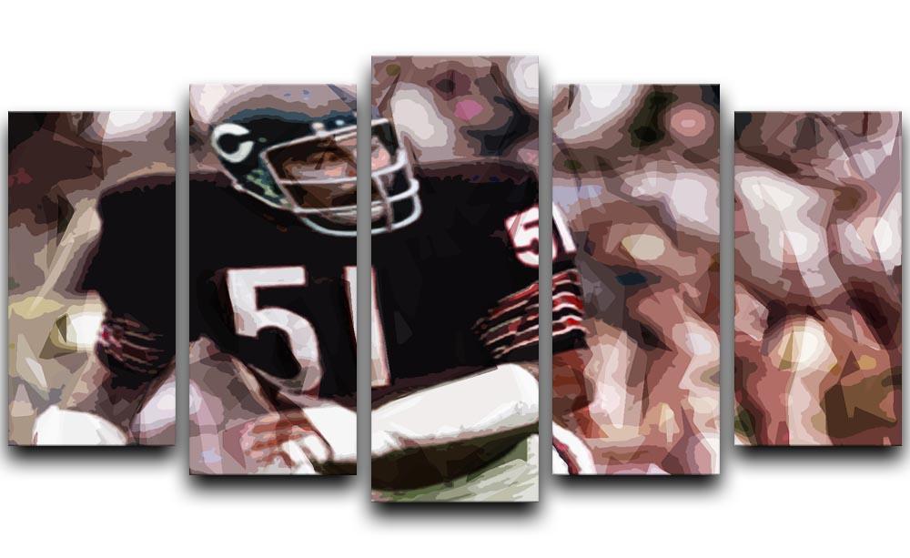 Dick Butkus Chicago Bears 5 Split Panel Canvas  - Canvas Art Rocks - 1