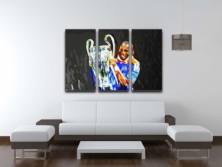 Didier Drogba Champions League 3 Split Panel Canvas Print - Canvas Art Rocks - 3
