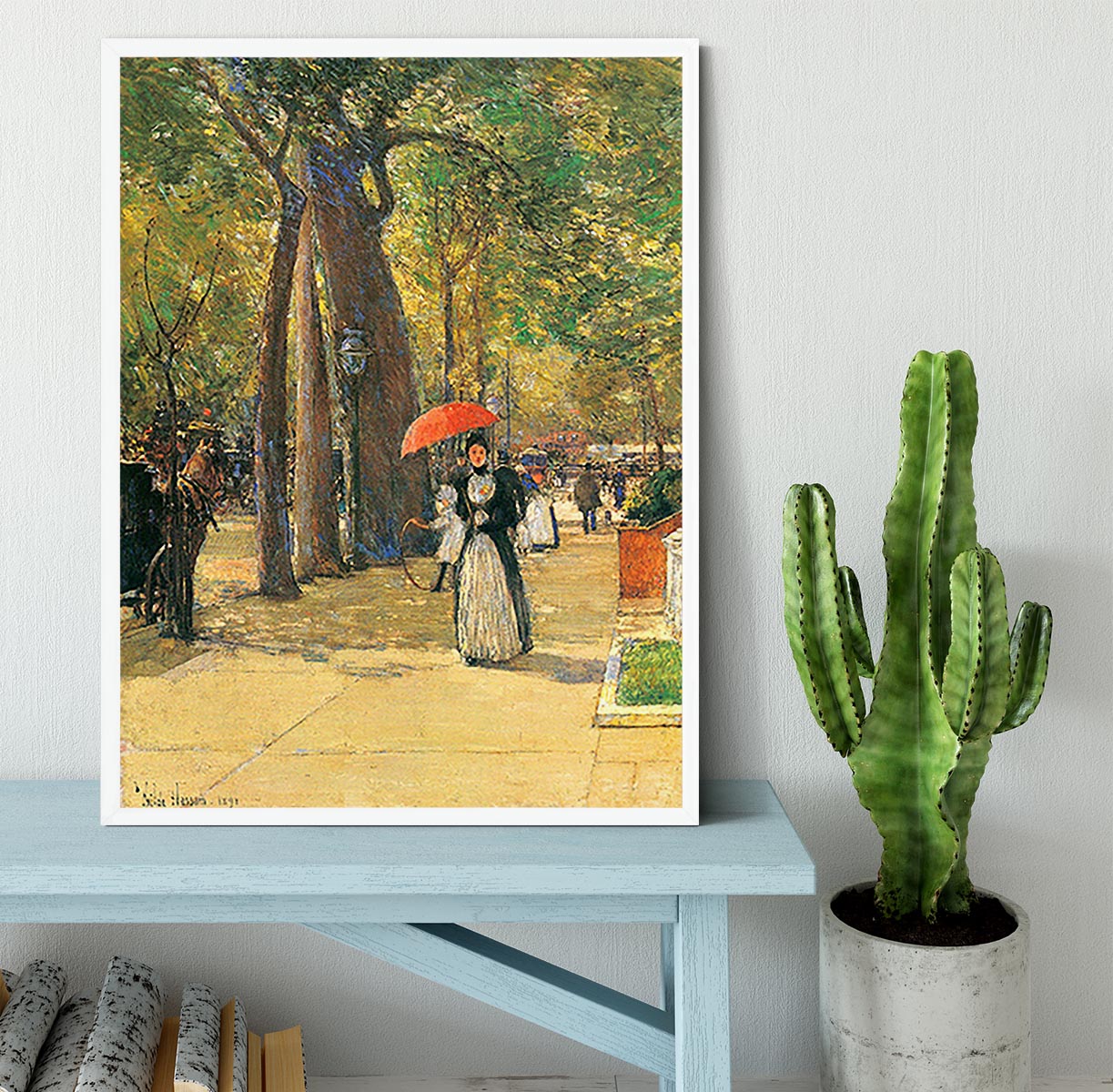 Die Fifth Avenue beim Washington Square by Hassam Framed Print - Canvas Art Rocks -6