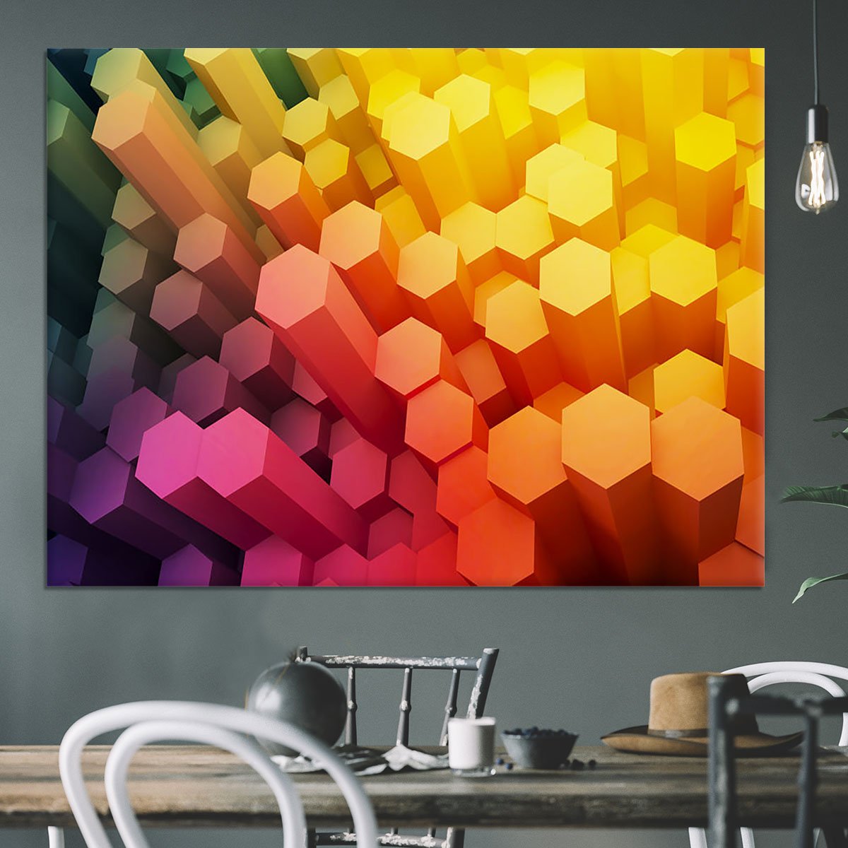 Dimensional Hexagons Canvas Print or Poster