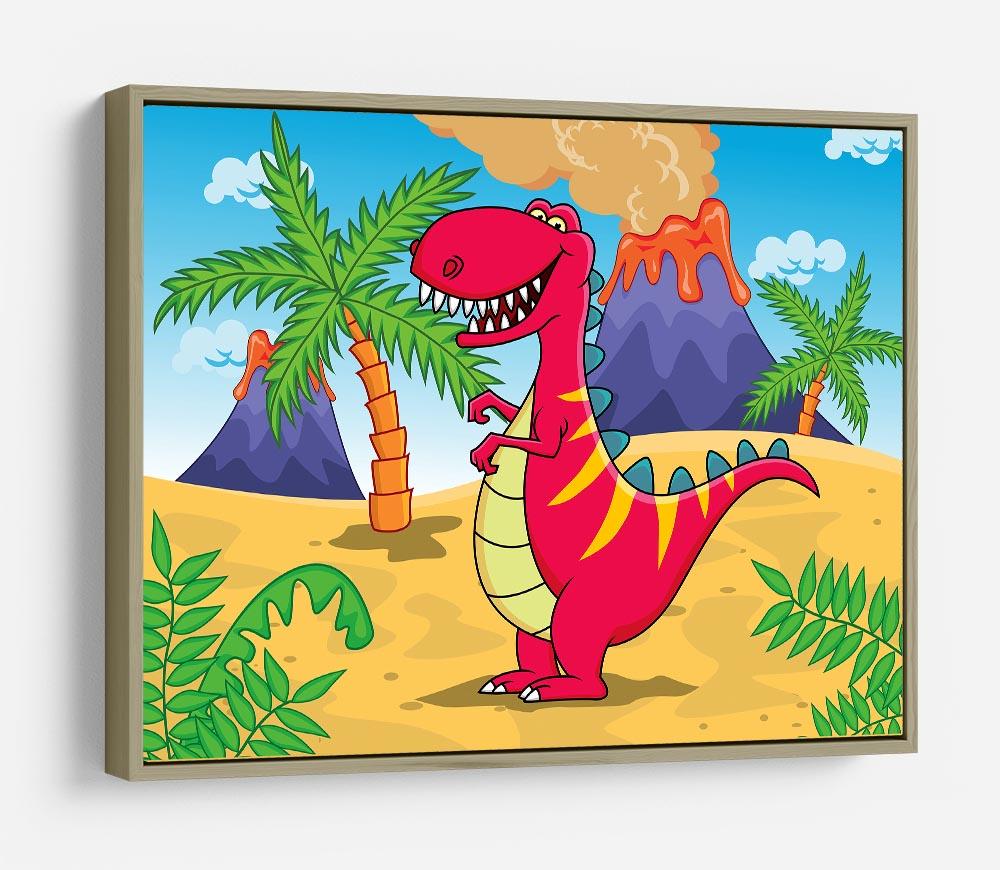 Dinosaur Volcano Cartoon HD Metal Print