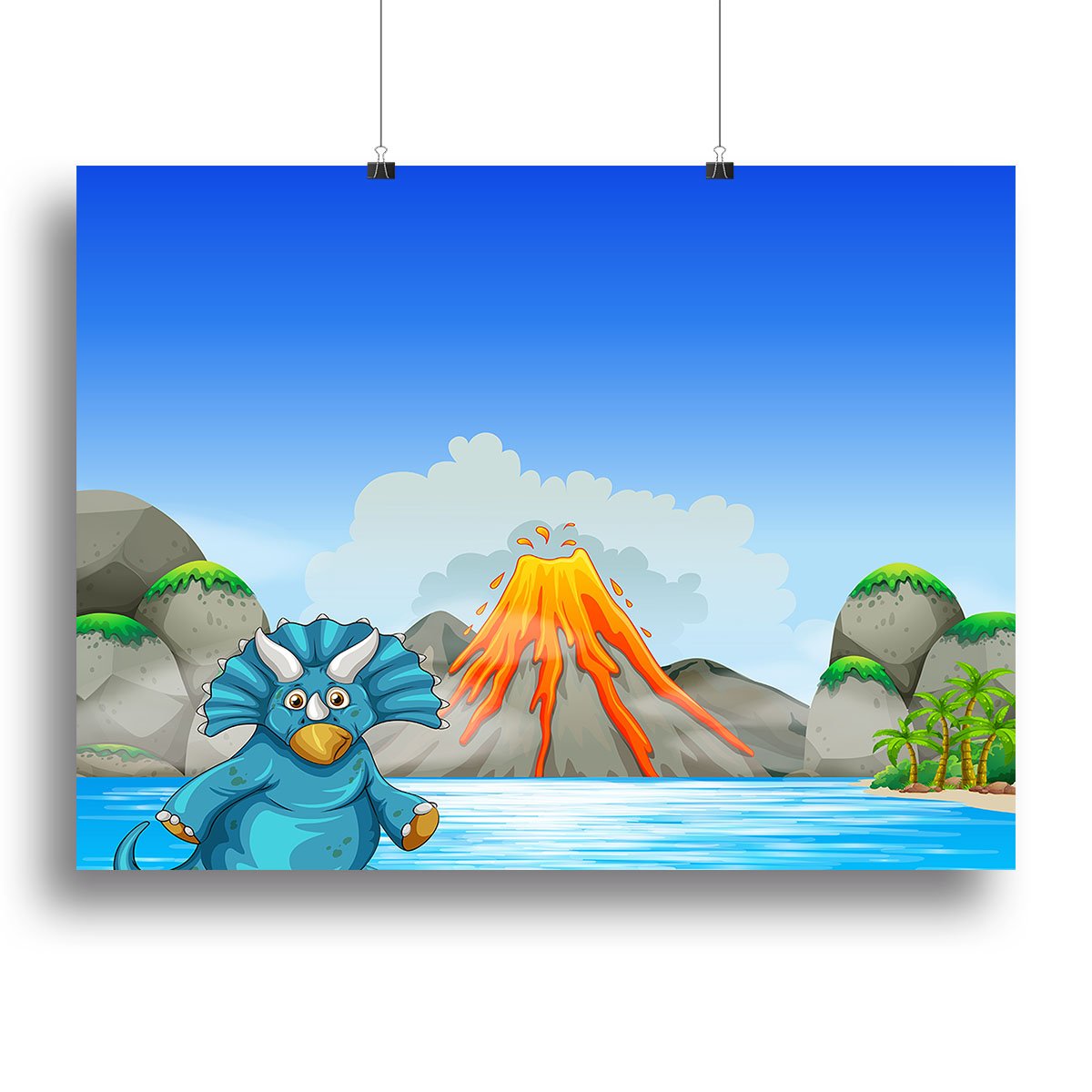 Dinosaur living by the lake Canvas Print or Poster
