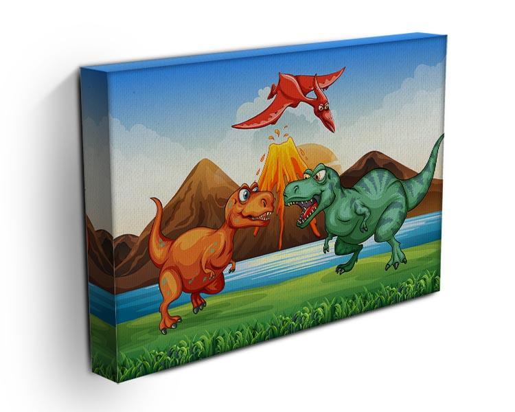 Dinosaurs fighting Canvas Print or Poster - Canvas Art Rocks - 3