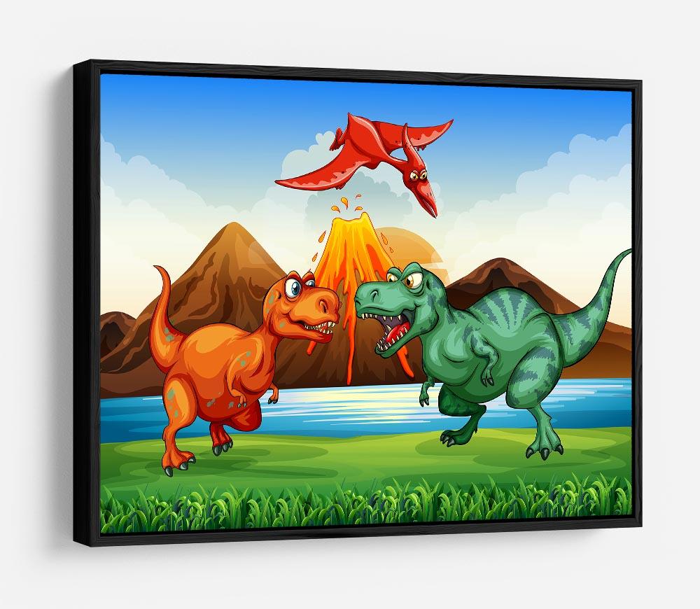 Dinosaurs fighting HD Metal Print