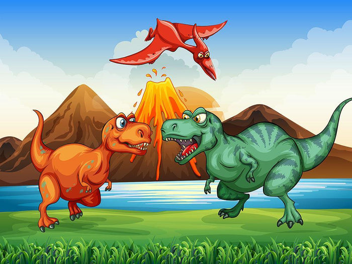 Dinosaurs fighting Wall Mural Wallpaper