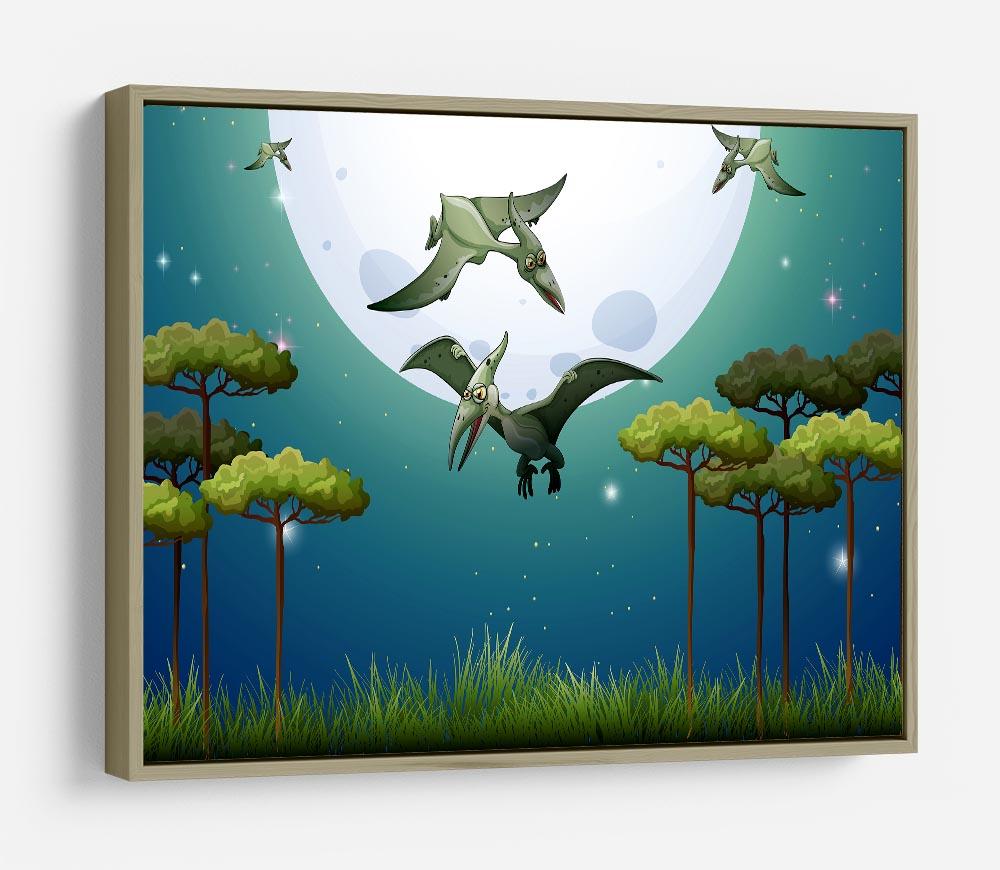 Dinosaurs flying on fullmoon HD Metal Print