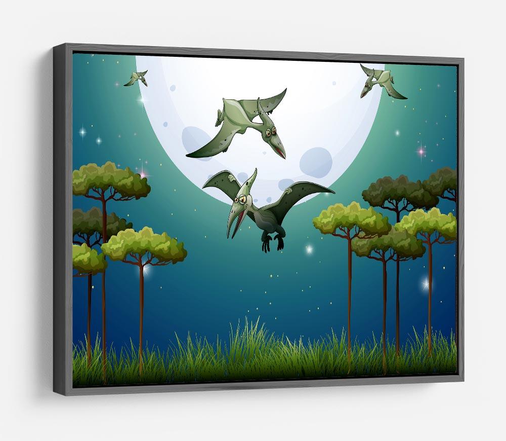 Dinosaurs flying on fullmoon HD Metal Print