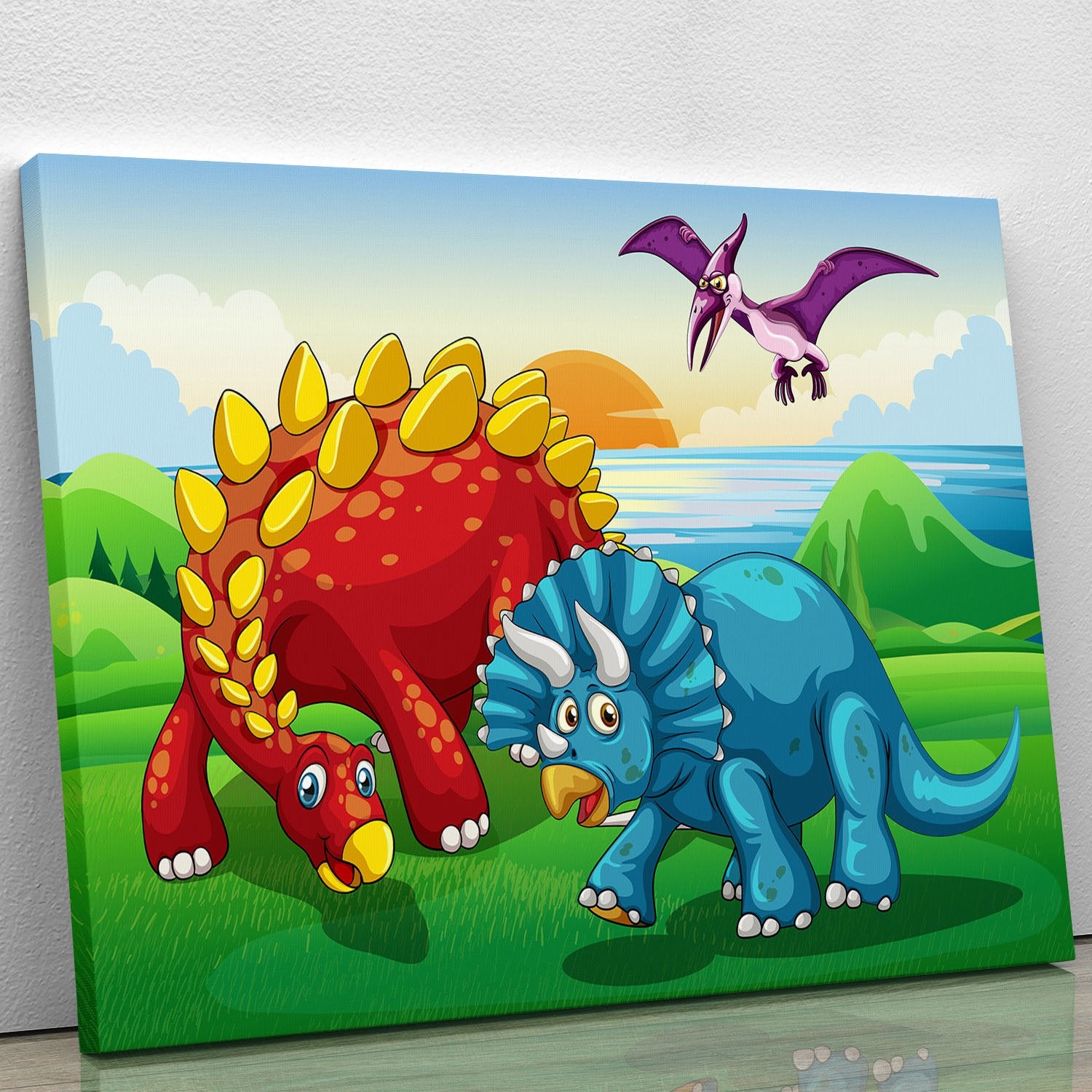 Dinosaurs in the park Canvas Print or Poster