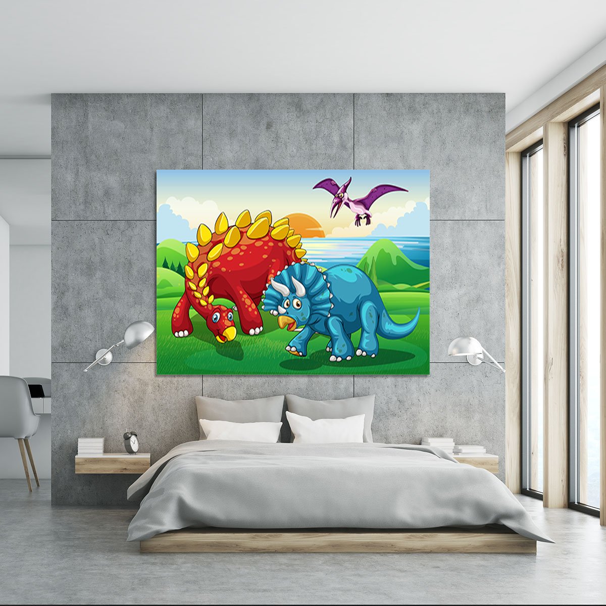 Dinosaurs in the park Canvas Print or Poster