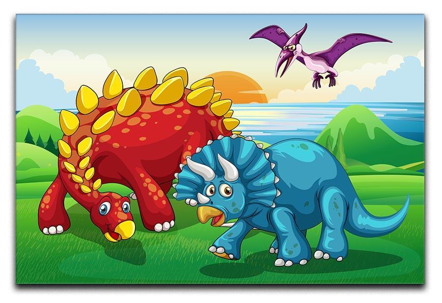 Dinosaurs in the park Canvas Print or Poster  - Canvas Art Rocks - 1