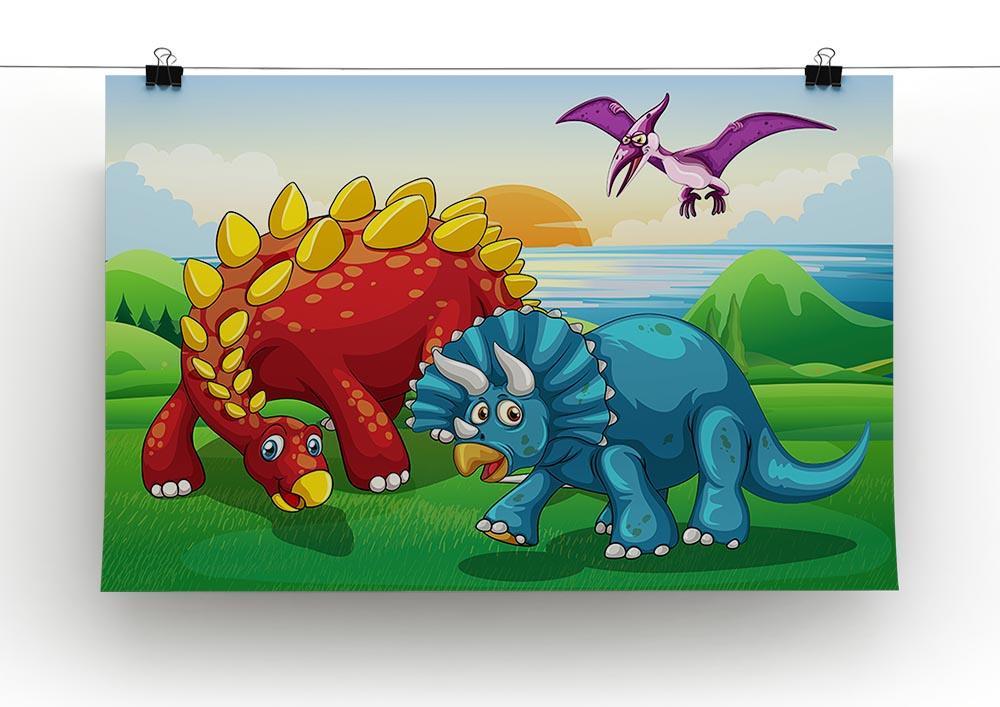 Dinosaurs in the park Canvas Print or Poster - Canvas Art Rocks - 2