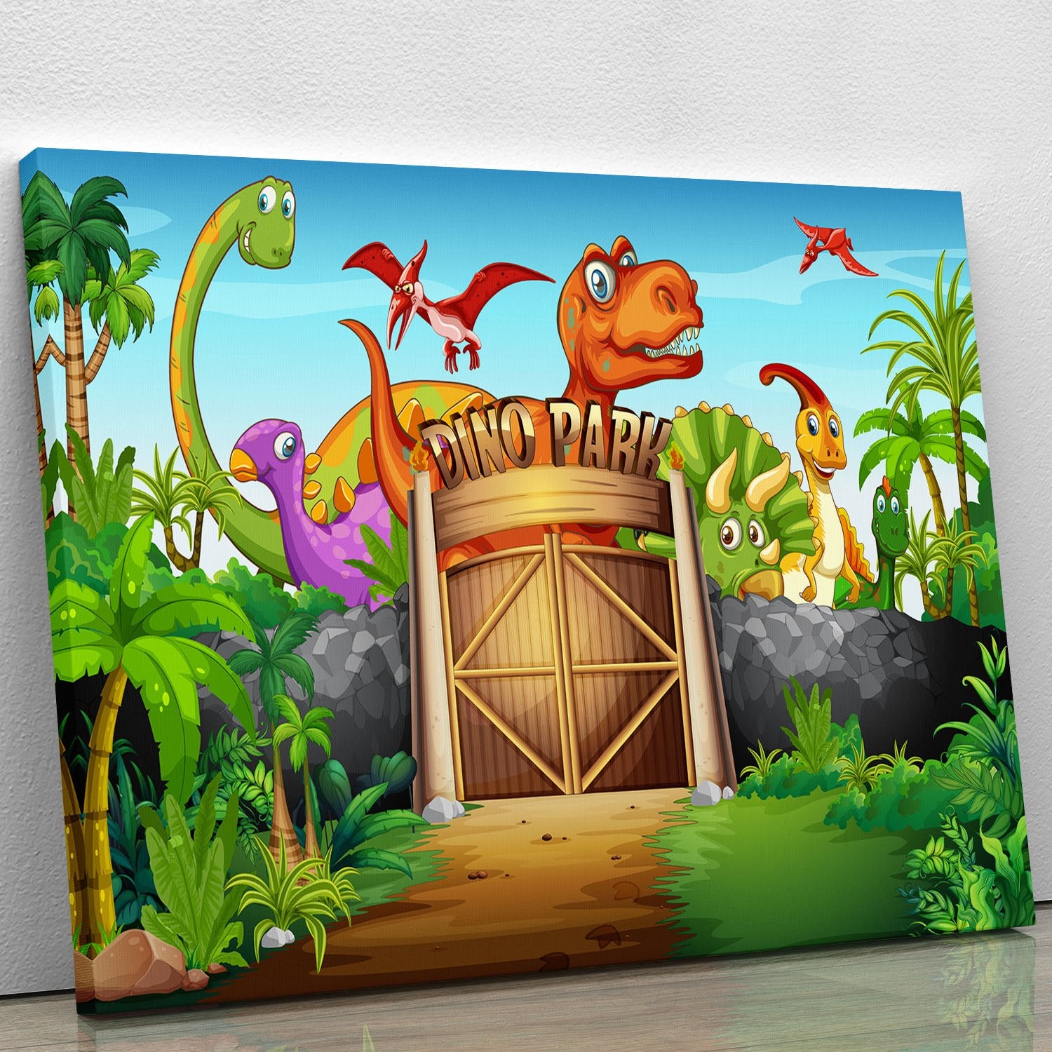 Dinosaurs living in Dino park Canvas Print or Poster