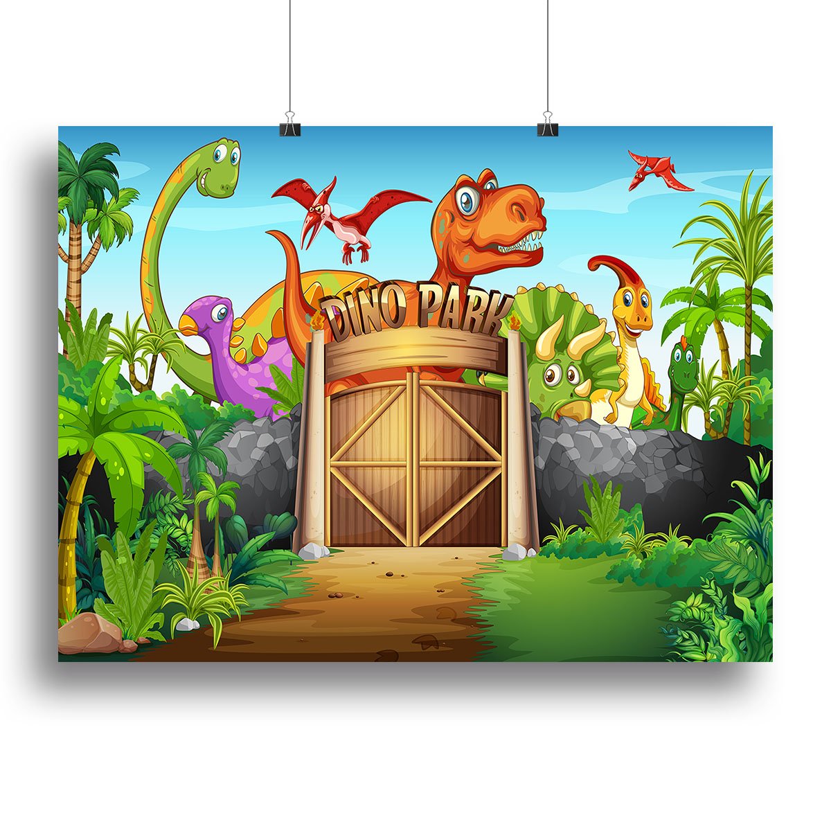 Dinosaurs living in Dino park Canvas Print or Poster