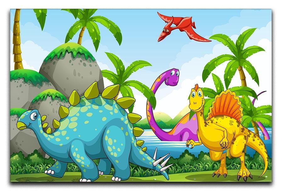 Dinosaurs living in the jungle Canvas Print or Poster  - Canvas Art Rocks - 1