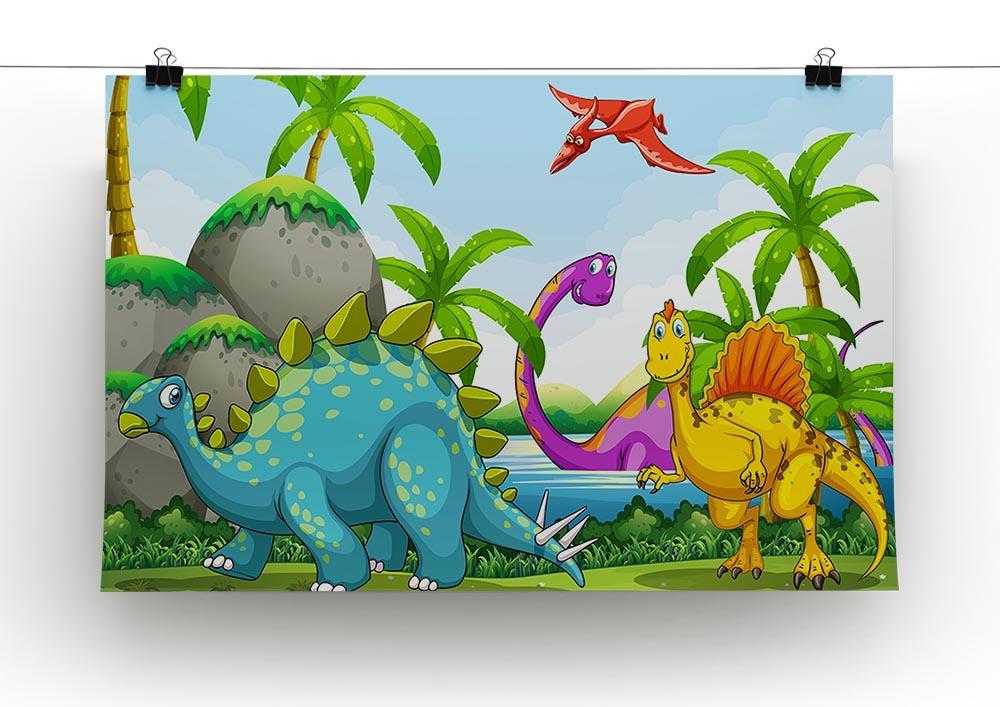 Dinosaurs living in the jungle Canvas Print or Poster - Canvas Art Rocks - 2