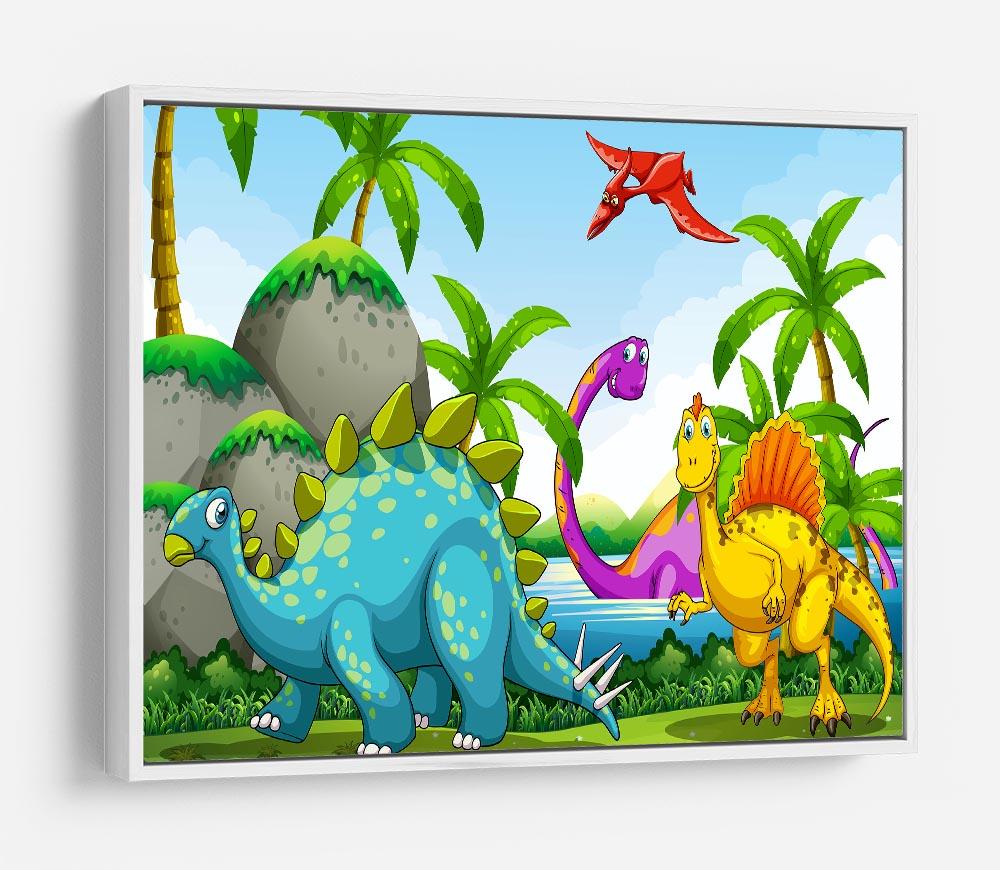Dinosaurs living in the jungle HD Metal Print