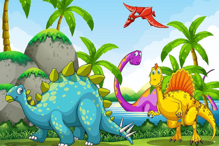 Dinosaurs living in the jungle Wall Mural Wallpaper