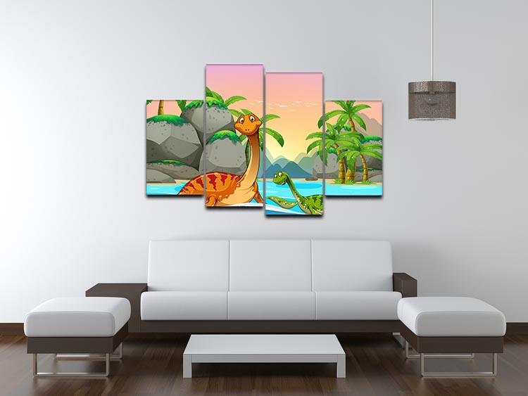 Dinosaurs living in the ocean 4 Split Panel Canvas - Canvas Art Rocks - 3