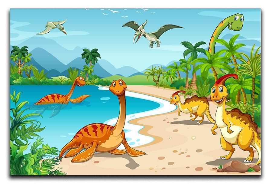 Dinosaurs living on the beach Canvas Print or Poster  - Canvas Art Rocks - 1