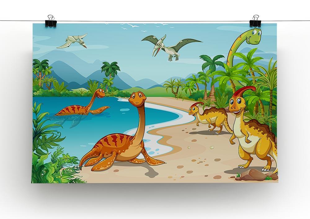 Dinosaurs living on the beach Canvas Print or Poster - Canvas Art Rocks - 2