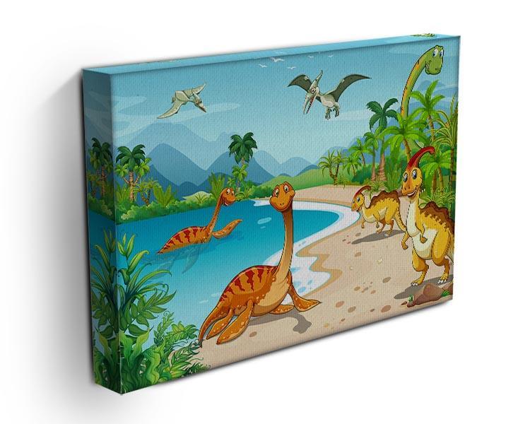 Dinosaurs living on the beach Canvas Print or Poster - Canvas Art Rocks - 3