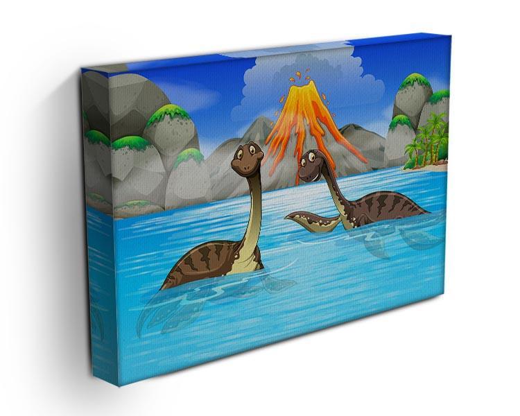 Dinosaurs swimming in the lake Canvas Print or Poster - Canvas Art Rocks - 3