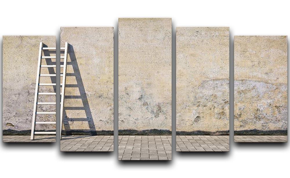 Dirty grunge wall with ladder 5 Split Panel Canvas - Canvas Art Rocks - 1