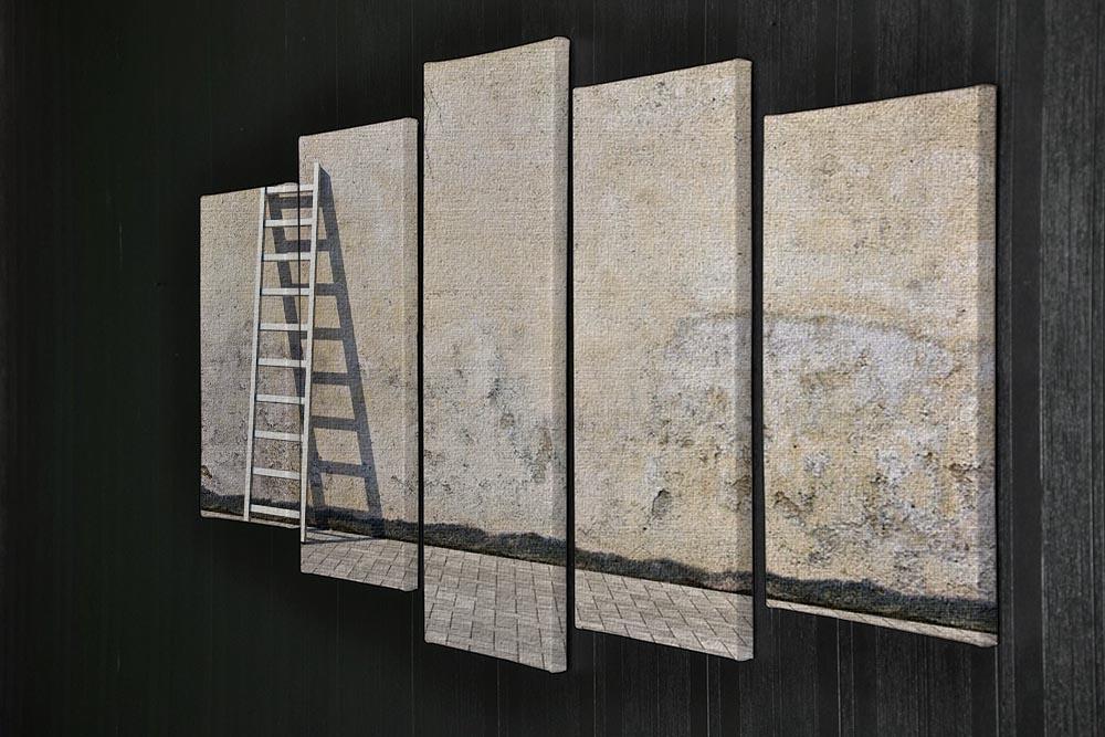 Dirty grunge wall with ladder 5 Split Panel Canvas - Canvas Art Rocks - 2