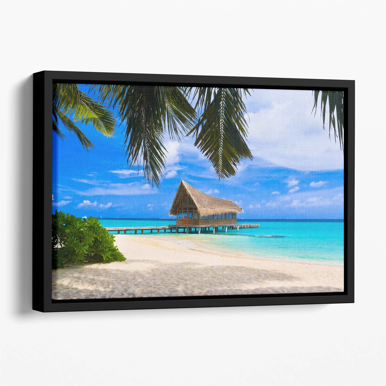 Diving club on a tropical island Floating Framed Canvas