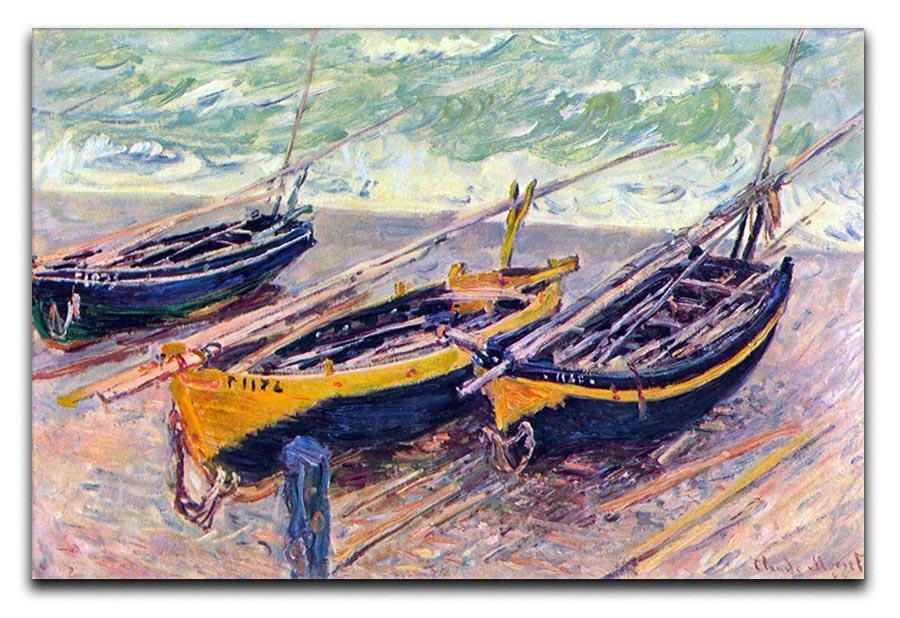 Dock of etretat three fishing boats by Monet Canvas Print & Poster  - Canvas Art Rocks - 1