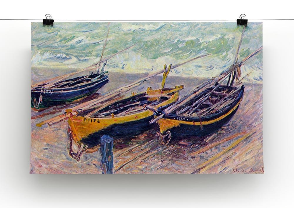 Dock of etretat three fishing boats by Monet Canvas Print & Poster - Canvas Art Rocks - 2