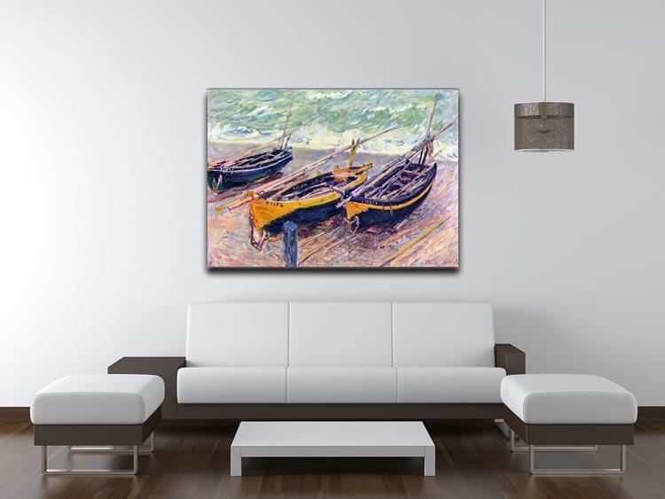 Dock of etretat three fishing boats by Monet Canvas Print & Poster - Canvas Art Rocks - 4