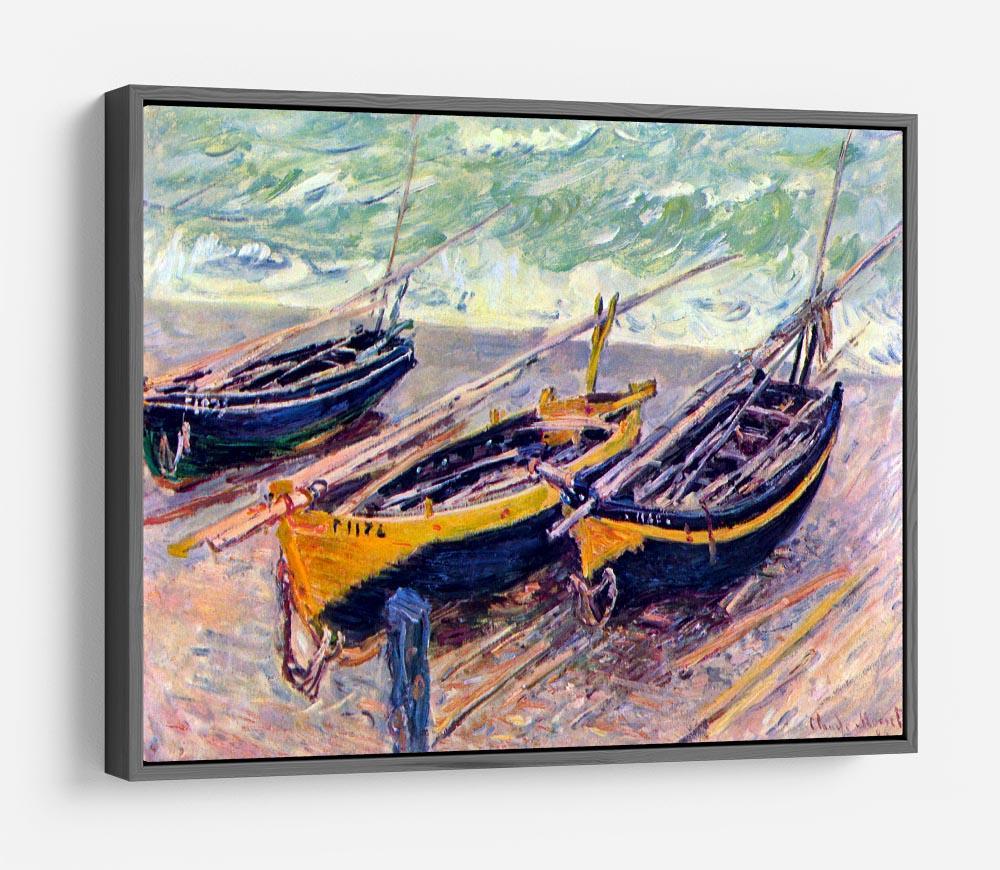 Dock of etretat three fishing boats by Monet HD Metal Print