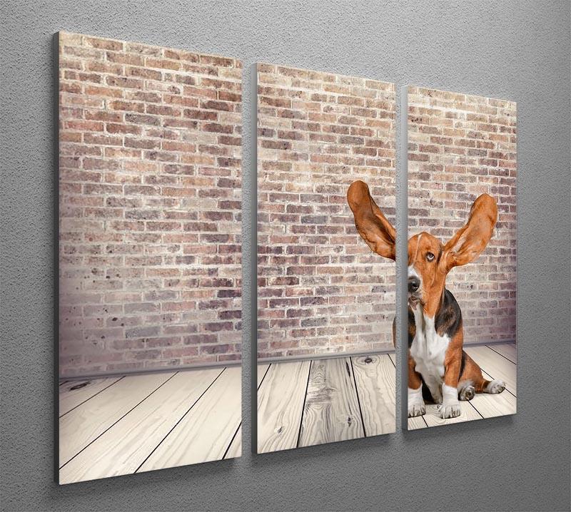 Dog Listening Animal Ear 3 Split Panel Canvas Print - Canvas Art Rocks - 2