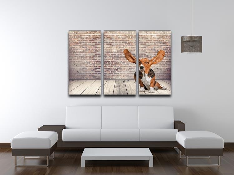 Dog Listening Animal Ear 3 Split Panel Canvas Print - Canvas Art Rocks - 3