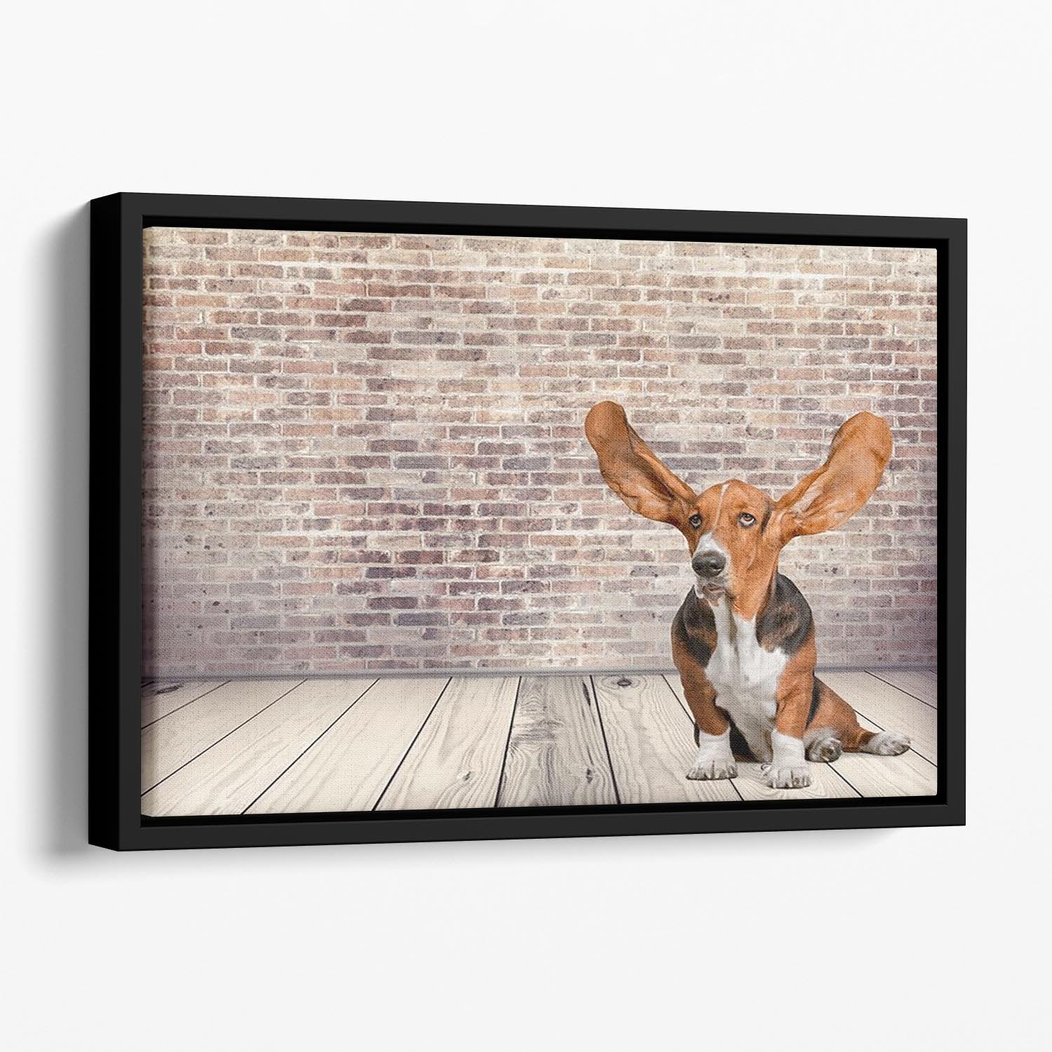 Dog Listening Animal Ear Floating Framed Canvas - Canvas Art Rocks - 1
