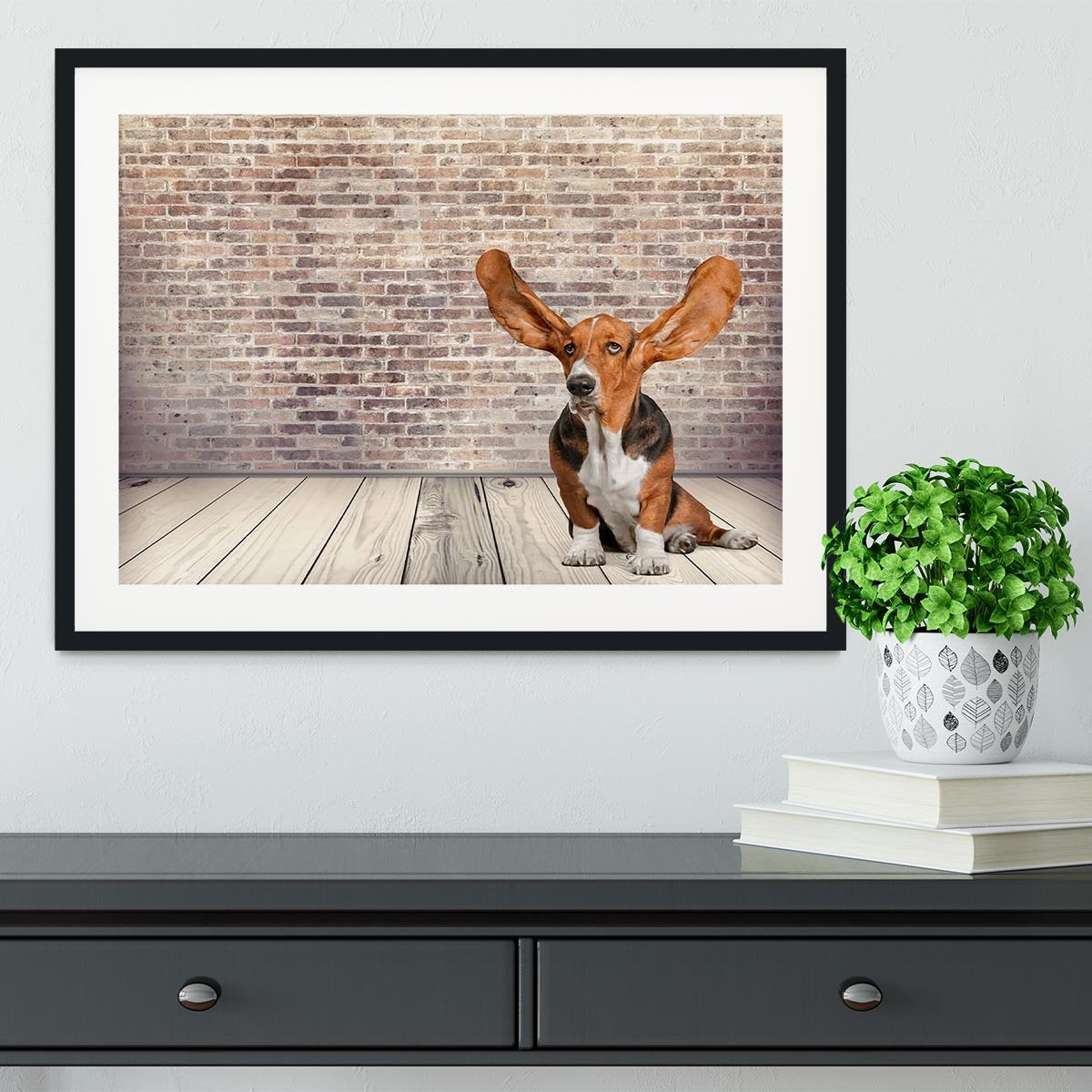 Dog Listening Animal Ear Framed Print - Canvas Art Rocks - 1