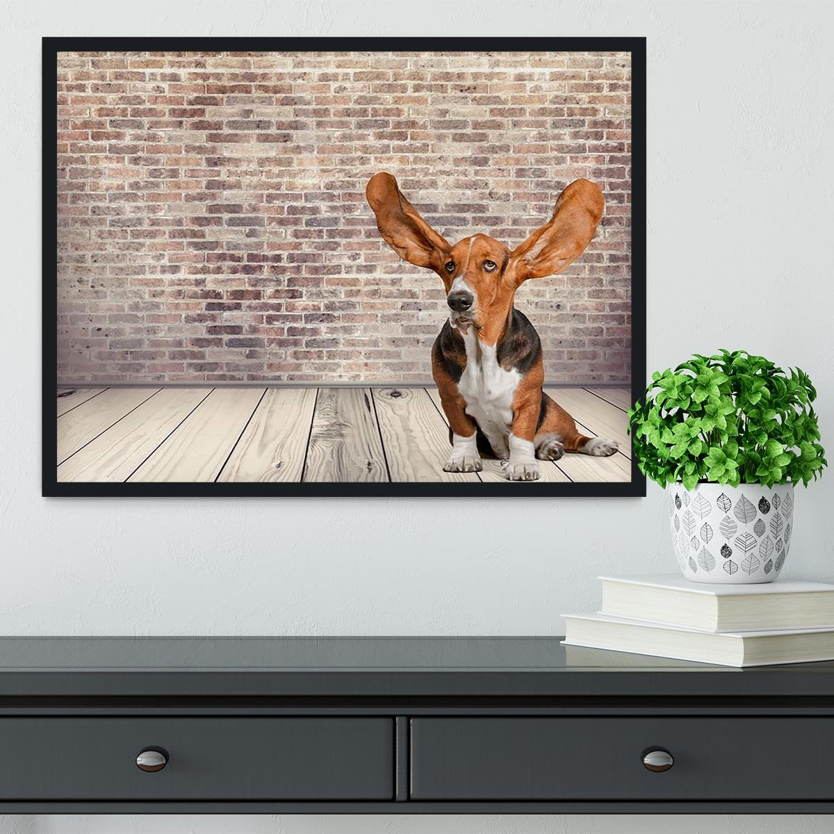 Dog Listening Animal Ear Framed Print - Canvas Art Rocks - 2