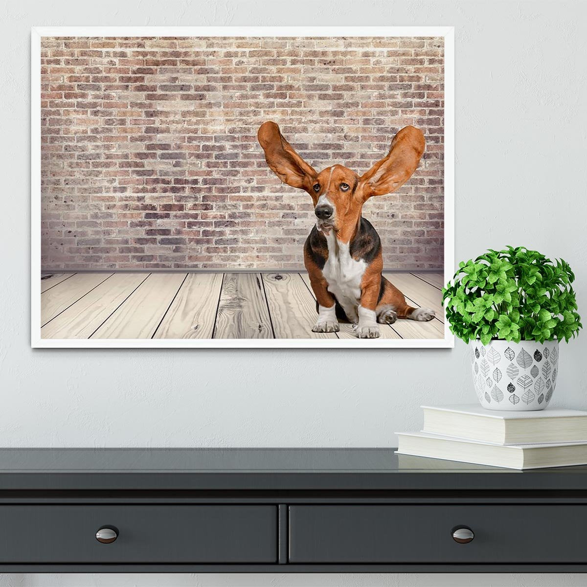 Dog Listening Animal Ear Framed Print - Canvas Art Rocks -6