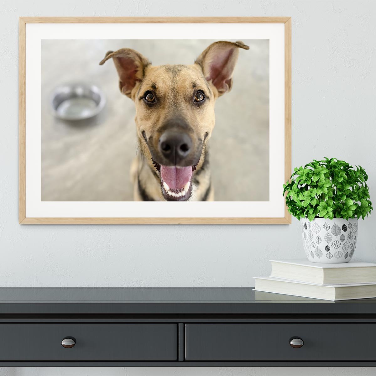 Dog and Bowl Framed Print - Canvas Art Rocks - 3