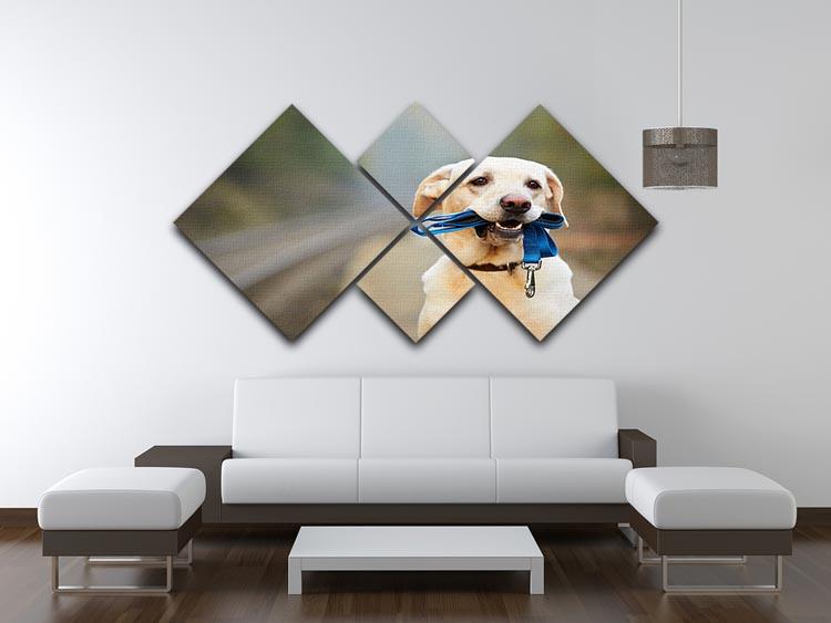 Dog is waiting for the owner on the railway platform 4 Square Multi Panel Canvas - Canvas Art Rocks - 3