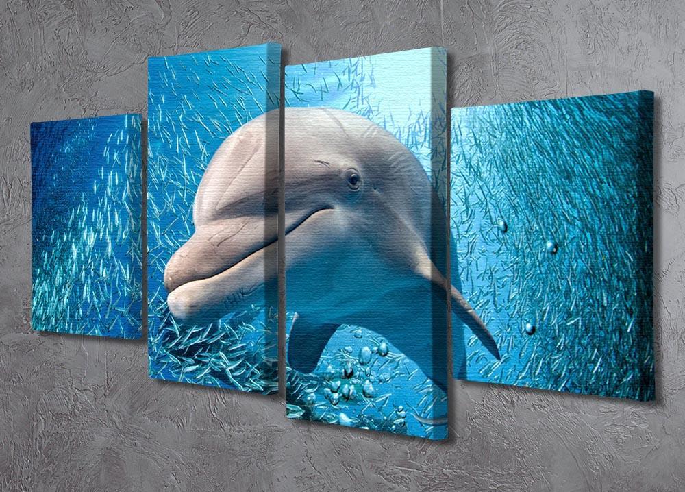 Dolphin underwater on ocean 4 Split Panel Canvas  - Canvas Art Rocks - 2