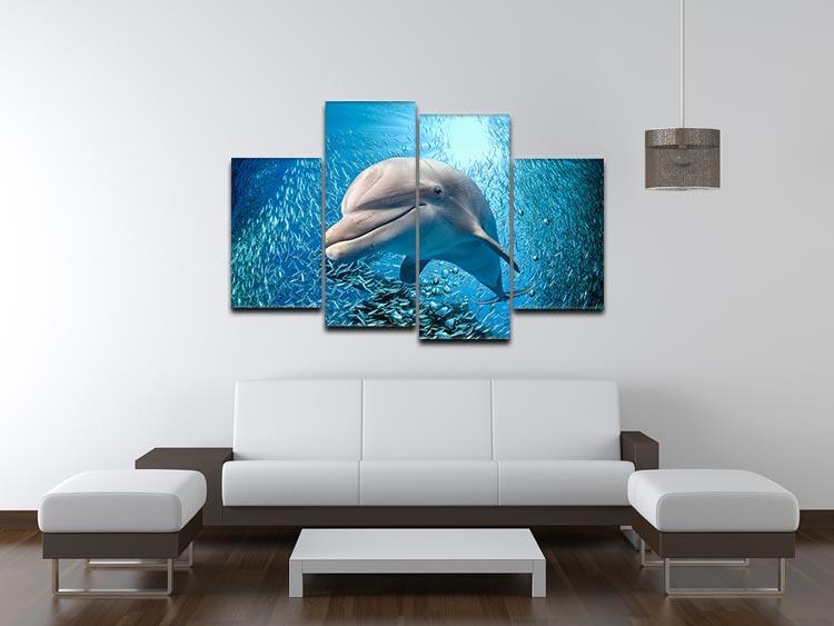 Dolphin underwater on ocean 4 Split Panel Canvas  - Canvas Art Rocks - 3