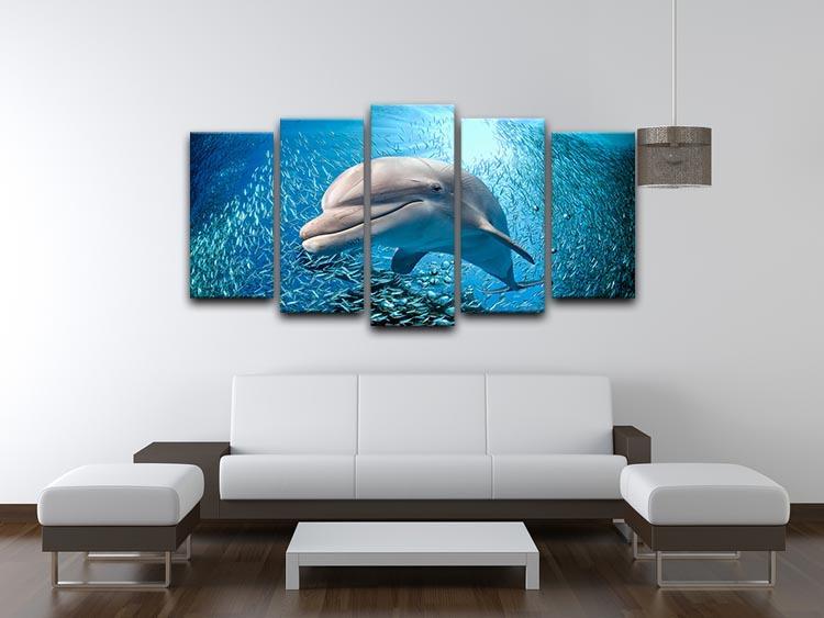 Dolphin underwater on ocean 5 Split Panel Canvas  - Canvas Art Rocks - 3