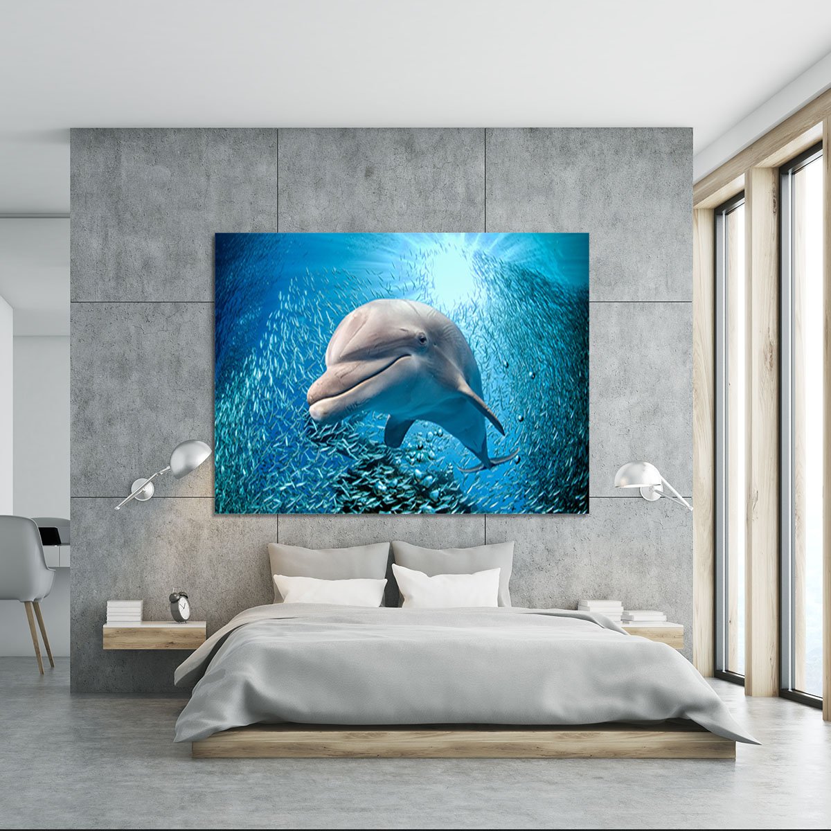 Dolphin underwater on ocean Canvas Print or Poster