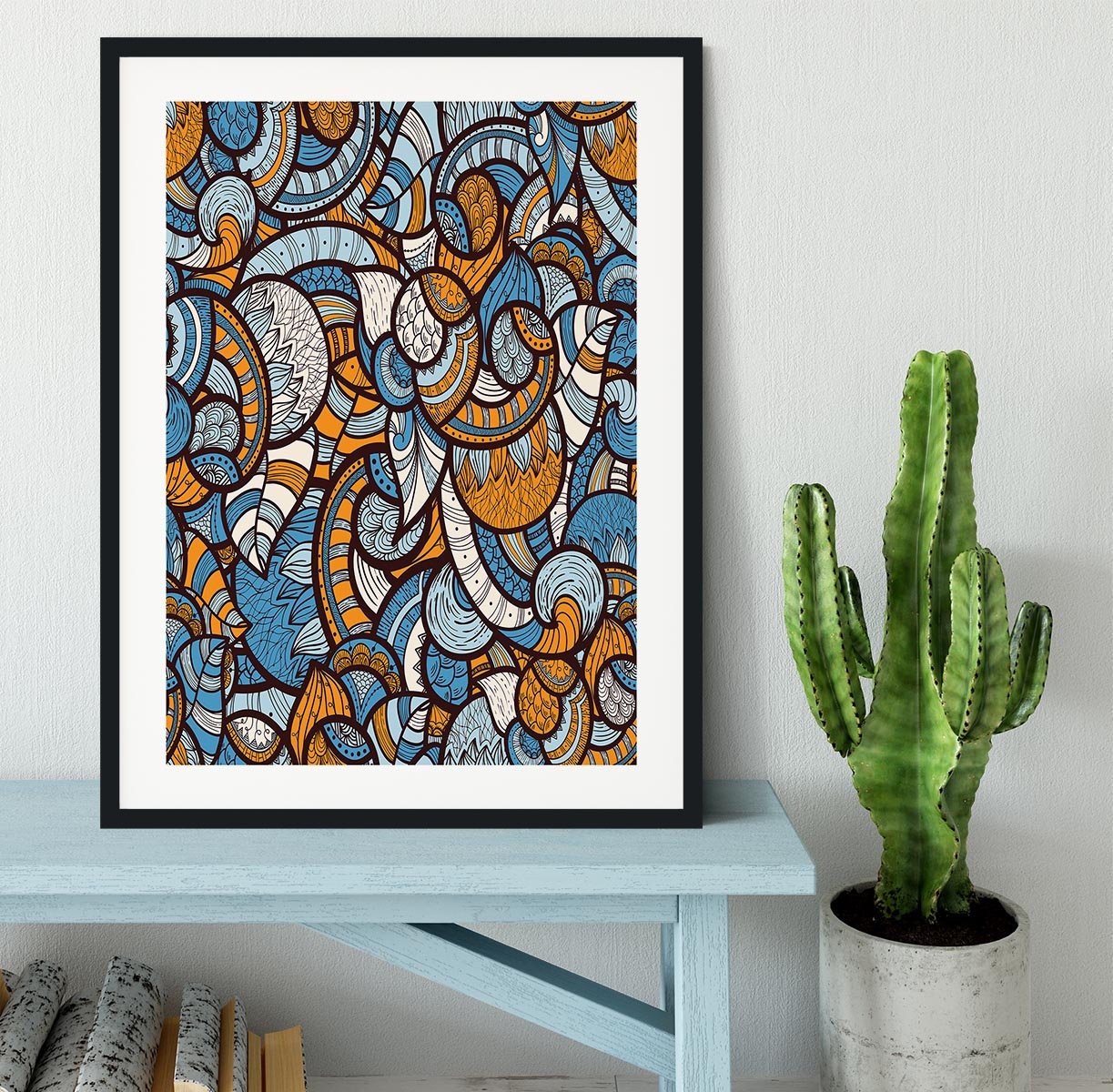 Doodle bright floral pattern Framed Print - Canvas Art Rocks - 1