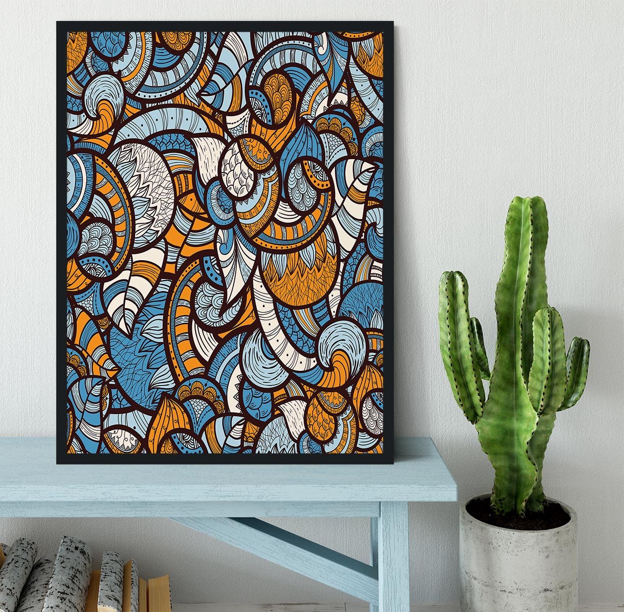 Doodle bright floral pattern Framed Print - Canvas Art Rocks - 2